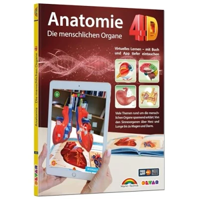 Abbildung von Anatomie 4D die menschlichen Organe mit App zum virtuellen Rundgang: Virtuelles Lernen Buch und tiefer eintauchen. Viele Themen rund um ... über Herz Lunge bis zu Magen Darm