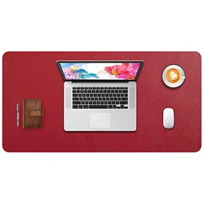 Abbildung von DOBAOJIA Mausepad XL, Große Mausmat, Schreibtischmatte, Schreibtischunterlage für Laptop/Tastatur/Maus, Schreibblock, PU Leder Wasserdicht + Wildleder rutschfest 80 x 40cm (Weinrot)