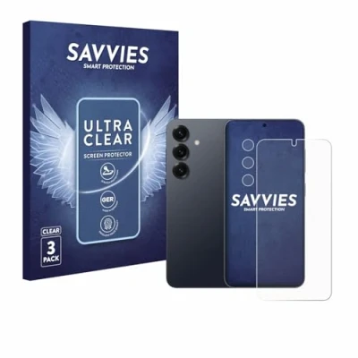Abbildung von Savvies 6 Stück Schutzfolie für Samsung Galaxy S25 Plus (Display+Kamera) Displayschutz Folie Ultra Transparent