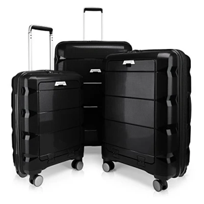 Abbildung von HAUPTSTADTKOFFER Britz 3er Koffer Set Trolley Rollkoffer Reisekoffer Erweiterbar, TSA, 4 Rollen, (S, M &amp; L), Schwarz