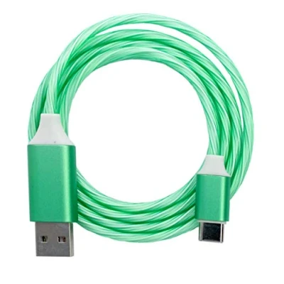Abbildung von System S USB 3.1 leuchtendes Kabel 1 m Typ C Stecker zu 2.0 A Adapter in Grün