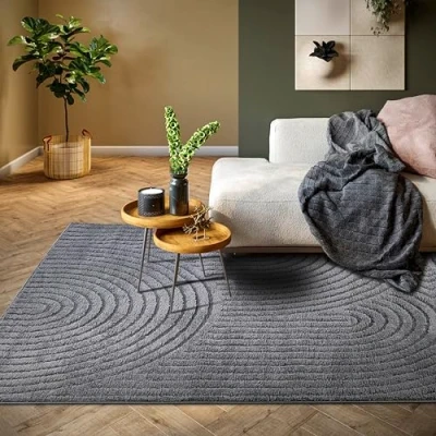 Abbildung von ELLE DECORATION Designteppich Panglao, eckig, rund und Läufer, rechteckig, Höhe: 14 mm, flauschiger uni Kurzflor, Hoch Tief Struktur, modern, Wohnzimmer