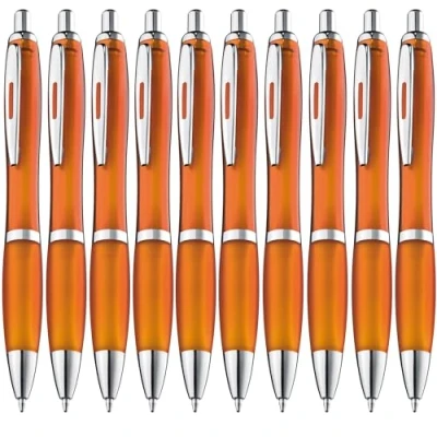 Abbildung von ZENSCRIBE® Ergonomische Kugelschreiber 10 Stück, Premium Set Hochwertig, Rutschfester Kulli für einfaches &amp; weiches Schreiben, Blauschreibender Orange