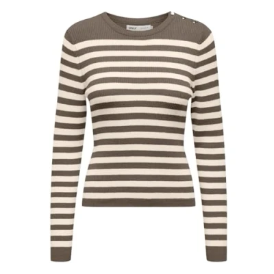 Abbildung von ONLY Pullover Damen, Walnut/Stripes:Melange/Whitecap Gray Melange, XL