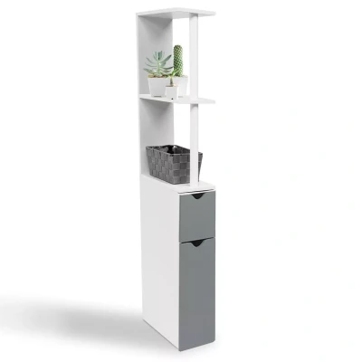 Abbildung von ProBache WC Regal, Holz, platzsparend, für Toilette, graue Tür