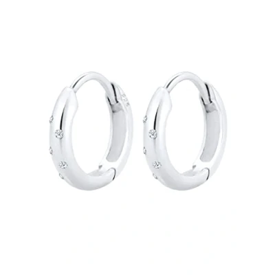 Abbildung von DIAMORE Ohrringe Damen Creole mit Diamanten (0.10 ct.) Funkelnd in 925 Sterling Silber