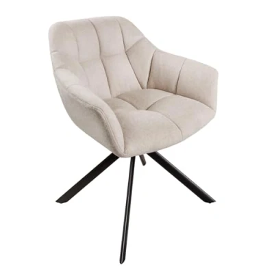 Abbildung von riess ambiente Polsterstuhl PAPILLON champagner beige / schwarz (Einzelartikel, 1 St), Esszimmer · Stoff Metall Armlehne 180 drehbar Modern Design