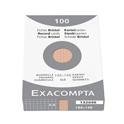 Abbildung von Exacompta 13269B Karteikarten (205q/qm Karton, holzfrei, DIN A6, kariert, ungelocht) 100er Pack orange