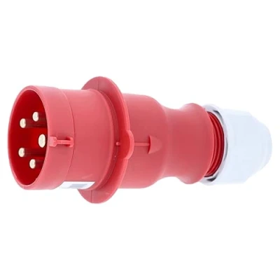 Abbildung von as Schwabe CEE Stecker 400V/32A/5 polig Starkstrom mit Schraubanschlüssen Stromstecker Schlagfest Zugentlastung Spritzwassergeschützt IP44 Made in Germany Rot, 61422