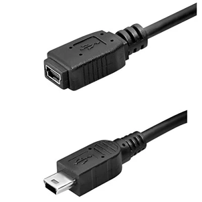 Abbildung von BestPlug 1 Meter 2.0 USB Kabel Verlängerung, Mini B Stecker männlich auf Buchse Kupplung weiblich, High Speed, Schwarz