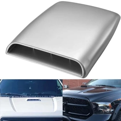 Abbildung von NATGIC Auto Luftstrom Vent Cover Universal dekorative Einlasshaube Scoop Bonnet Aufkleber Hood Silber/Grau