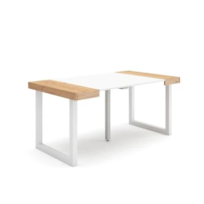 Abbildung von Skraut Home Ausziehbarertisch Multifunktionaler ausziehbarer 160 Für 8 Gäste Massivholz Beine Moderner Stil Eiche und weiß