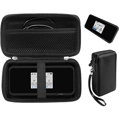 Abbildung von SIMBROS Original Hülle für Inseego MiFi M2100, M2000 Hotspot, Verizon Wireless Jetpack 8800L 4G LTE, Netz Zubehörtasche, abnehmbare Handschlaufe, Schwarz