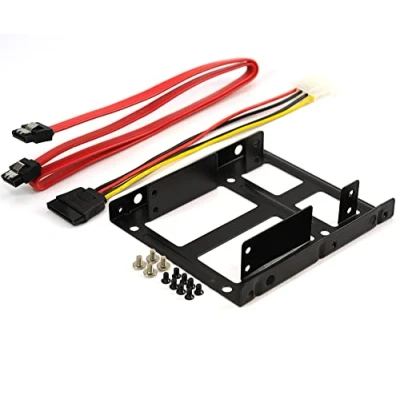 Abbildung von Rhombutech® Dual Einbaurahmen für 2X 2,5&quot; HDD/SSD&#039;s auf 3,5&quot;; Metall; optimiert SSD; Adapter Wechselrahmen Mounting Frame Halterung Schienen inkl. Befestigungsschrauben
