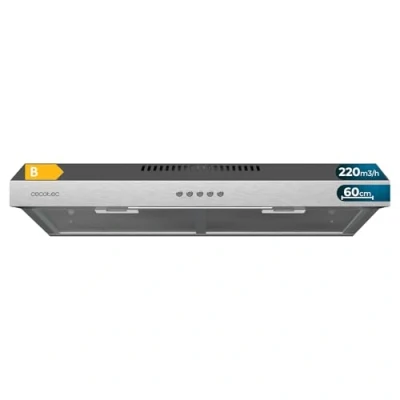 Abbildung von Cecotec Dunstabzugshaube 60 CM breit Bolero Flux 602200 Inox B. Saugleistung 220m3/h, Motor 70W, Niedriger Verbrauch, Mechanische Steuerung, 3 Leistungsstufen, Finish