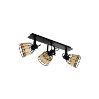 Abbildung von Eglo 43326 NATURE Spotleuchte ANWICK 1 Stahl schwarz, Rattan natur E27 3X40W L:67cm B:14cm H:24cm dimmbar