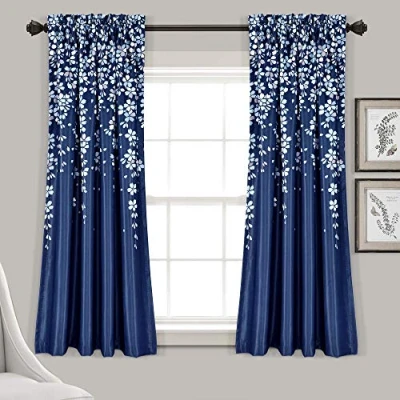 Abbildung von Lush Decor Fenstervorhang, verdunkelnd, 160 x 132 5,1 cm, Marineblau