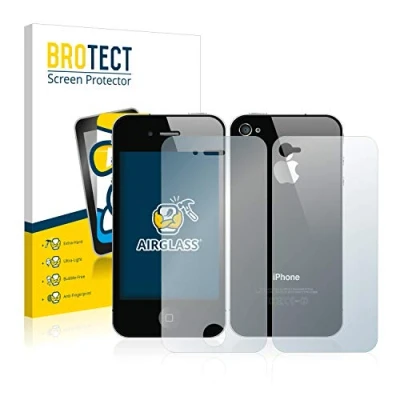 Abbildung von BROTECT Schutzglas für Apple iPhone 4S (Display+Rückseite) Schutzfolie Panzer Folie Glas [Extrem Kratzfest 9H, Anti Fingerprint, Ultra Transparent]
