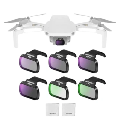 Abbildung von NEEWER ND Filter Set Kompatibel mit DJI Mini 4K/2 SE/SE/2/Mavic (6er Pack), ND4/8/16/32 CPL UV Mehrschichtige Optische HD Glas Neutraldichtefilter Drohnen Zubehör, 2X Reinigungstuch, FL B31