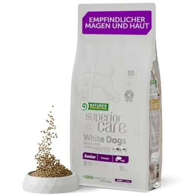 Abbildung von Nature&#039;s Protection Superior Care Trockenfutter für Alle Rassengrößen Hunde Fell der Hellen Farbe (Malteser, Bichon Frisé) I Mit Lachs Tränenfleckentferner Getreidefrei, 10kg