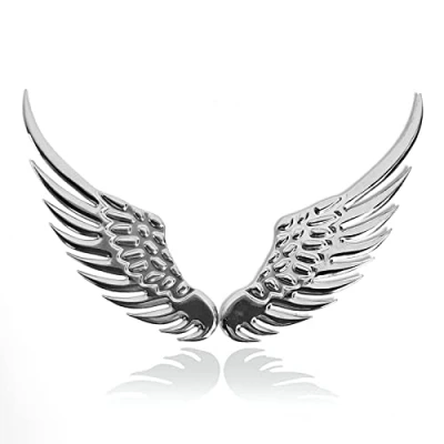 Abbildung von Autoaufkleber 3D Flügel Aufkleber Auto Sticker Styling Mode Metall Zubehör (1 Paar) (Silber)