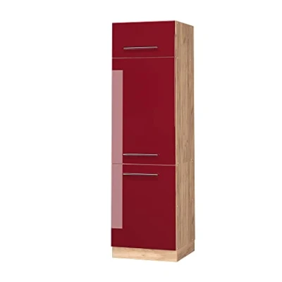 Abbildung von Vicco Kühlumbauschrank Fame Line, Bordeaux Hochglanz/Goldkraft Eiche, 60 cm