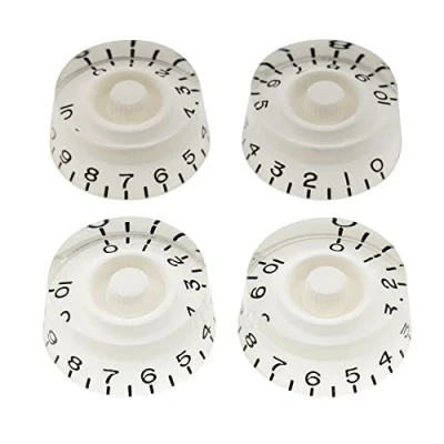 Abbildung von Musiclily Pro Linkshänder Imperial Zoll Größe Zylinder Form Potiknopfe Speed Knobs für USA Les Paul Style E Gitarre, Weiß (4er Set)