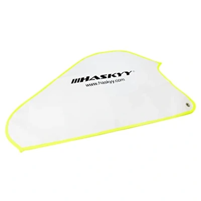Abbildung von Deichselabdeckung I 90 x 60 cm Wasserdicht Deichselhaube für Anhänger Wohnwagen Weiß Neonumrandung LKW Plane Universal Deichselschutzhülle Anhängerkupplung Abdeckung