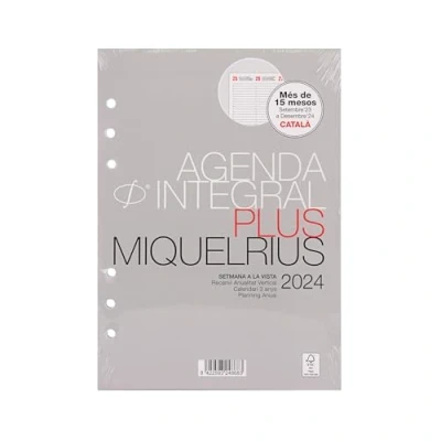 Abbildung von Miquelrius Umfassender Jahreskalender 2024, Wochenansicht, vertikal, Größe Plus 155 x 213 mm (ähnlich A5), Katalanisch, Portugiesisch und Englisch