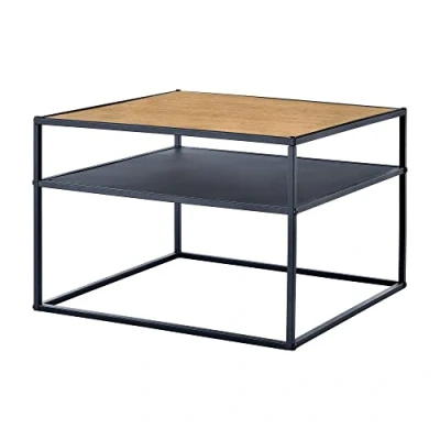 Abbildung von en.casa Beistelltisch, Quinisut Couchtisch 40x55x55cm Schwarz/Holz Optik
