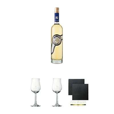 Abbildung von Lantenhammer Holzfass Enzian 0,7 Liter + Bouquetglas geeicht 1 Stück Schiefer Glasuntersetzer eckig ca. 9,5 cm Ø 2
