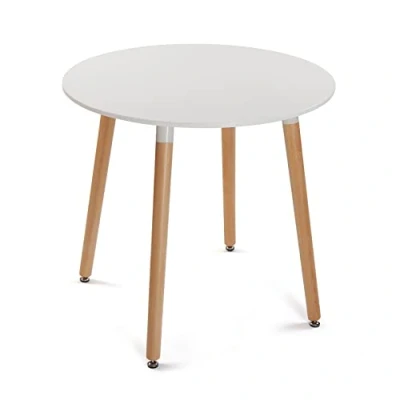Abbildung von Versa Mayra Esstisch für Küche, Terrasse, Garten oder Esszimmer, Maßnahmen (H x L B) 75 80 cm, Holz, PVC und Metall, Farbe: Weiß braun