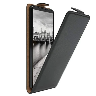 Abbildung von EAZY Case Hülle kompatibel mit Sony Xperia 5 II (5G) Flip Cover zum Aufklappen, Handyhülle aufklappbar, Schutzhülle, Flipcover, Flipcase, Flipstyle vertikal klappbar, aus Kunstleder, Schwarz