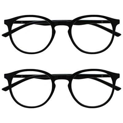 Abbildung von OPULIZE Met Lesebrille Blaulichtfilter 2er Pack Schlank Runder Rahmen Federscharniere Verbessert Schlaf Computer Gaming Entspiegelt Schwarz Herren Damen BB60 1 +2.50