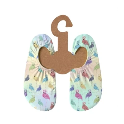 Abbildung von Slipstop Kinder Strandschuhe Anti Rutsch Sport Schuhe Schwimmschuhe Badeschuhe Urlaub Yoga für Mädchen Flamenco mit Flamingos Sonnenschutzfaktor 50+, Gr. 33 35