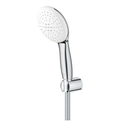 Abbildung von Grohe Duscharmatur Tempesta 110 Duschkopf Handbrause mit Wandhalter und 125 cm Schlauch ShockProof Silikonring schützt vor Beschädigung