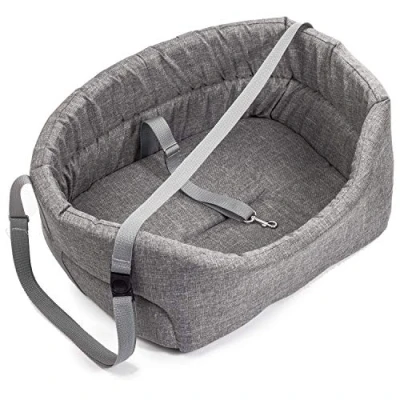 Abbildung von Hunde Autositz Universal Waschbar Abriebfest, Hund für Vordersitz, Beifahrersitz, Rückbank, Hundebett Hundetasche, L: 56 cm x 48 cm, Grau Polyester: Leinenimitat