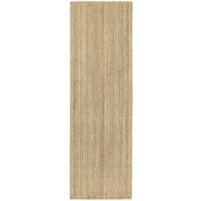 Abbildung von HAMID Jute Teppich, Granada Teppich 100% Natürliche Jutefaser Handgewebt, Weicher und Hohe Festigkeit für Wohnzimmer, Esszimmer, Schlafzimmer, Flurteppich Natürlich (250x80cm)