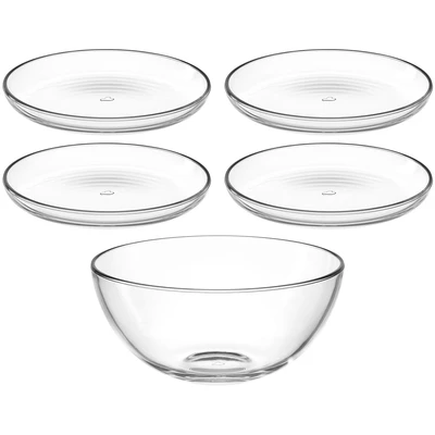 Abbildung von LEONARDO Schale &quot;Schalen /Teller Set, 5er Set CUCINA, 4x Ø 18 cm &amp; 1x 21,5 cm&quot;, 5 tlg., aus Glas, Spülmaschinengeeignet