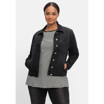 Abbildung von Sheego Jeansjacke, Damen, Größe: 42, Black used denim