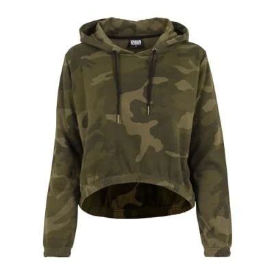 Abbildung von Urban Classics Cropped Kapuzenpullover, Damen, Größe: Large, Olive