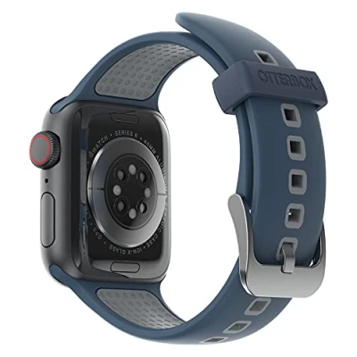 Abbildung von OtterBox All Day Uhrenarmband für Apple Watch Series 10/9/8/7/6/SE 2. gen/SE 1. gen/5/4 40mm/41mm/42mm, weiches, angenehmes und strapazierfähiges Silikonband Watch, Blau/Grau