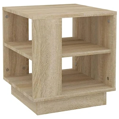 Abbildung von vidaXL Couchtisch mit 2 Ablagen Beistelltisch Wohnzimmertisch Kaffeetisch Sofatisch Teetisch Tisch Wohnzimmer Sonoma Eiche 40x40x43cm Holzwerkstoff