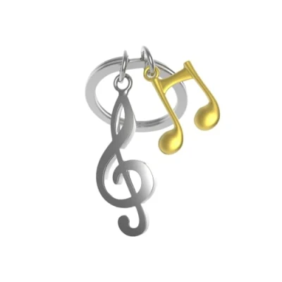 Abbildung von O meta[l]morphose METALMORPHOSE Schlüsselanhänger Violinschlüssel Silber und goldene Musiknote MTM992 01, Gold, Silber, Einheitsgröße, Taille unique