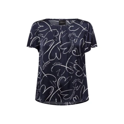 Abbildung von s.Oliver Black Label MIT Mausezahnkante UND Falten AM Ausschnitt Bluse, Damen, Größe: 36, Navy