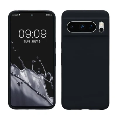 Abbildung von kwmobile Hülle kompatibel mit Google Pixel 8 Pro Silikon Handy Case Handyhülle weiche Oberfläche kabelloses Laden Heidelbeerblau