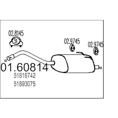 Abbildung von MTS 01.60814 Endschalldämpfer 880 FIAT: 500 Schrägheck, C Cabrio