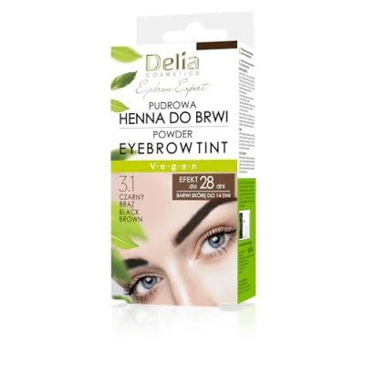 Abbildung von Delia Cosmetics Pulver Augenbrauenfärbung Natürliche Kräuter &amp; Farbe Betonte, verdunkelte, verdickte Augenbrauen 20 einfache Anwendungen Komplettes Augenbrauenfärbeset (Schwarz Braun)