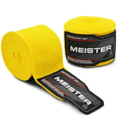 Abbildung von Meister Erwachsene 180 Zoll (457cm) Semi Elastische Handbandagen für MMA &amp; Boxen (Paar) Gelb