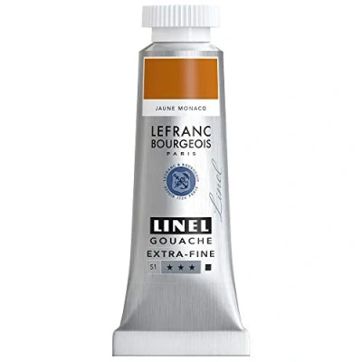 Abbildung von Lefranc &amp; Bourgeois 301212 Linel Gouache extrafeine und geschmeidige Wasserfarben mit maximaler Farbintensität, Leuchtkraft für streifenfreien Auftrag, 14ml Tube Monacogelb